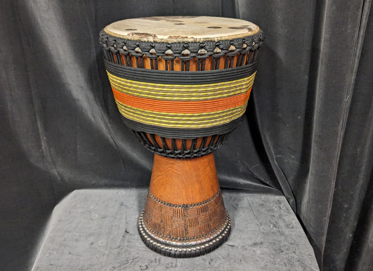 Handmade 12'' Gambian Djembe - Plain w/ Yellow Rope