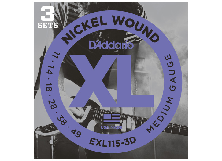 D'Addario EXL115 Nickel Guitar String Set - 3 Pack