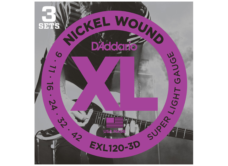 D'Addario EXL120 Nickel Guitar String Set - 3 Pack