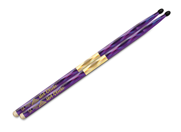 Hot Sticks Macrolus 5A Nylon Tip Drum Stick Pair - Purple 3D