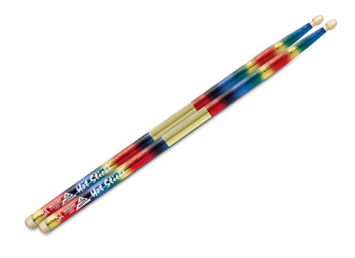 Hot Sticks Macrolus 5A Wood Tip Drum Stick Pair - Rainbow