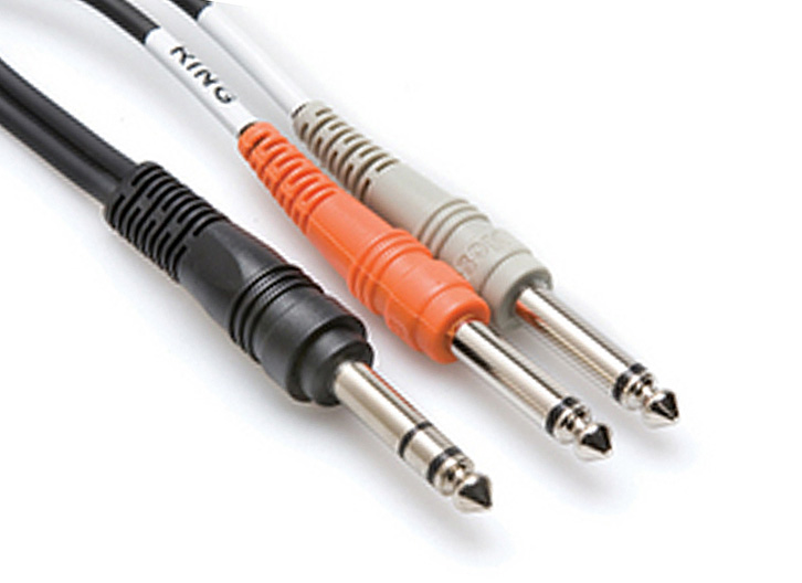 Hosa STP-201 1/4" TRS-M - Dual 1/4" TS-M Insert Cable - 3'